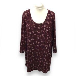 Lane Bryant Women’s Lightweight Floral Tunic Sweater, Wine, size 22/24